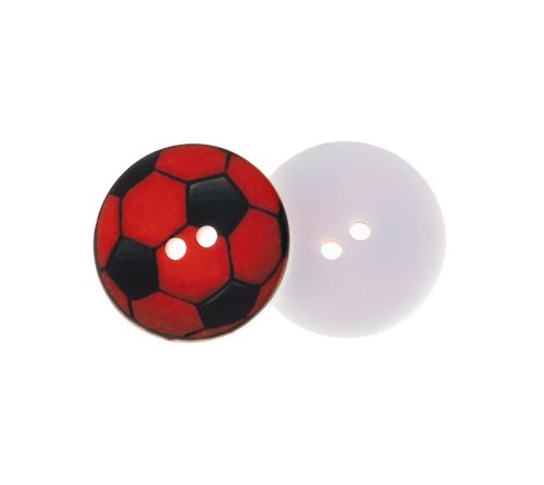 Knoflík - balení po 6 ks míč červený prům. 15 mm