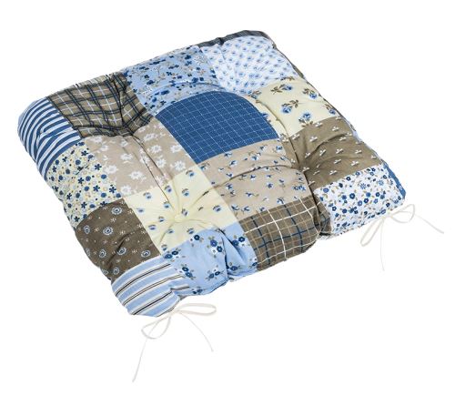 Sedák Adéla prošívaný Patchwork modrá 40x40 cm prošívaný