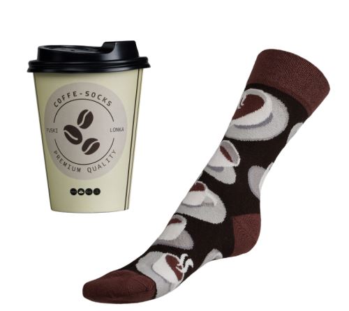 Ponožky Káva set v dárkovém balení hnědá, béžová,bílá