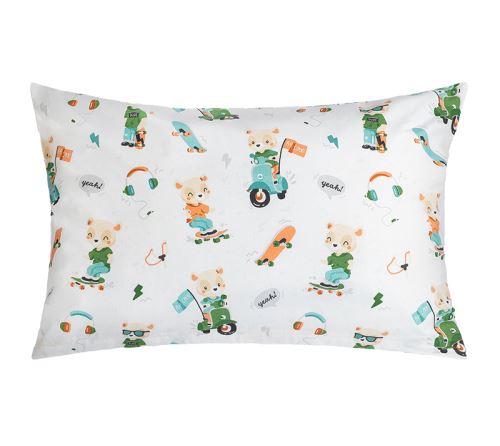 Povláček bavlna Medvídek na motorce 40x60cm na zip ( pouze povlak )