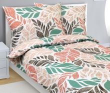 Povlečení bavlněné Variace podzimní zelená, hořčicová, béžová 140x200, 70x90 cm