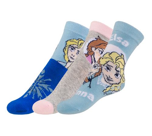 Ponožky dětské Frozen 2 - sada 3 páry růžová, modrá, šedá