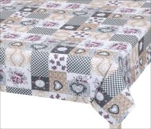 Ubrus DITA patchwork love - šedá, vínová, béžová