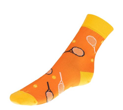 Ponožky Tenis oranžová, žlutá, bílá