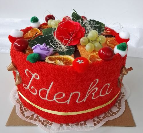 Veratex Textilní dort s výšívkou jména RUČNÍK 50x100cm výběr ze 23 barev