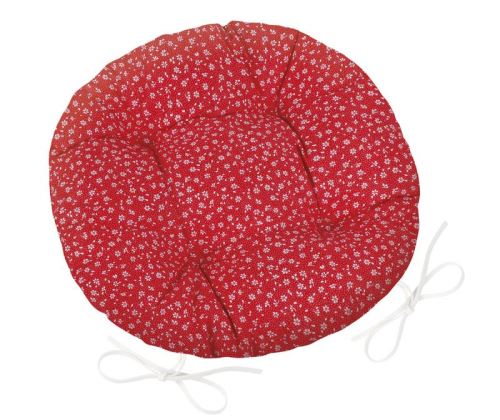Sedák Adéla prošívaný kulatý červený kvítek průměr 40 cm