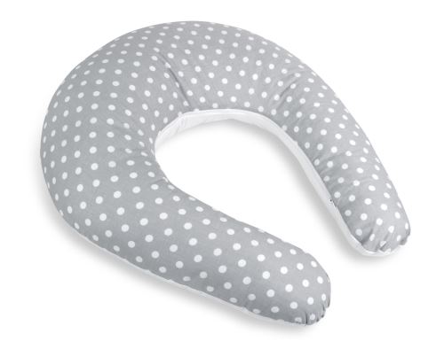 Kojicí polštář s povlakem na zip puntík - šedá, bílá po obvodu 180 cm