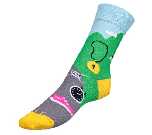 Ponožky Běžec šedá, žlutá, zelená