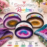 Příze SpagoYarn Rainbow žlutá, hnědá, růžová, fialová 250g / 1000 m (1)