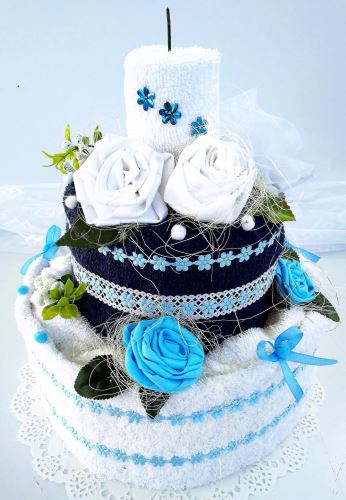 Veratex Textilní dort dvoupatrový modro/bílý