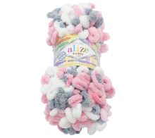 Příze PUFFY color bílá, šedá, růžová 100g / 9 m Příze PUFFY color bílá, šedá, růžová 100g / 9 m