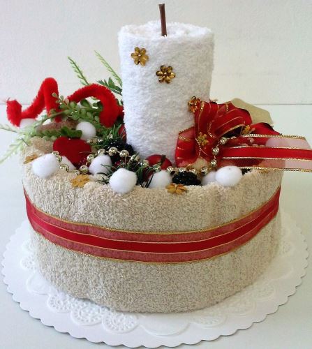 Veratex Textilní dort svícen béžovo/ bílý