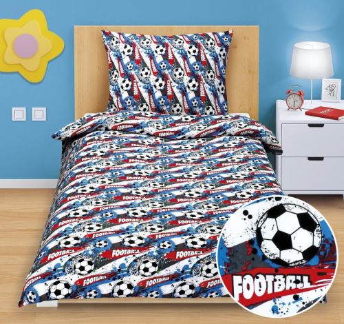 Povlečení bavlněné Junior fotbal - dětský motiv 140x200, 70x90 cm