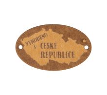 Nášivka "vyrobeno v ČESKÉ REPUBLICE" papírová - balení po 6 ks hnědá 40x25 mm Nášivka "vyrobeno v ČESKÉ REPUBLICE" papírová - balení po 6 ks hnědá 40x25 mm