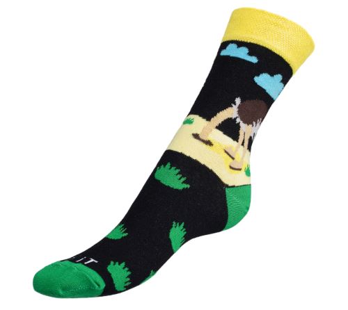 Ponožky Pštros černá, žlutá, zelená