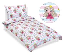 Povlečení bavlněné Junior Princezna s duhou růžová 140x200, 70x90 cm Povlečení bavlněné Junior Princezna s duhou růžová 140x200, 70x90 cm