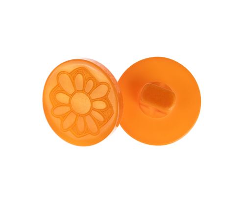 Knoflík - balení po 6 ks. kytička oranžová prům. 15 mm
