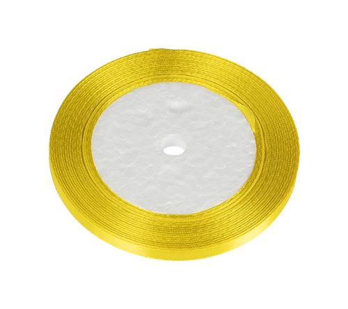 Stuha saténová žlutá 6 mm/ 22,5m