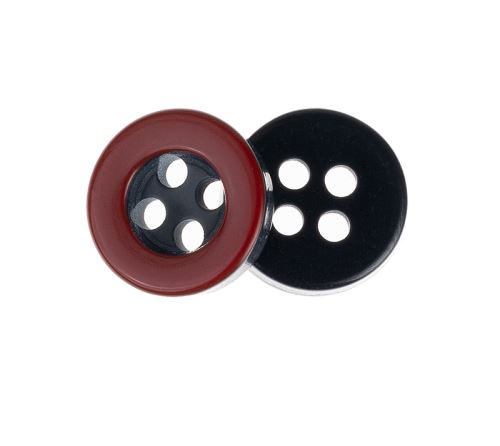 Knoflík - balení po 6 ks černá, červená prům. 10 mm