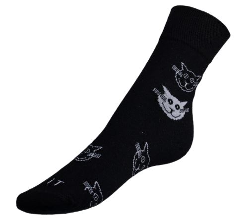 Ponožky Kočka černá černá, bílá