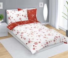 Povlečení MIKROFLANEL vločky - červená, bílá 140x200, 70x90 cm Povlečení MIKROFLANEL vločky - červená, bílá 140x200, 70x90 cm