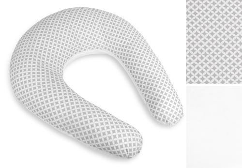 Povlak na kojicí polštář na zip kosočtverce - šedá, bílá po obvodu 180 cm ( pouze povlak )